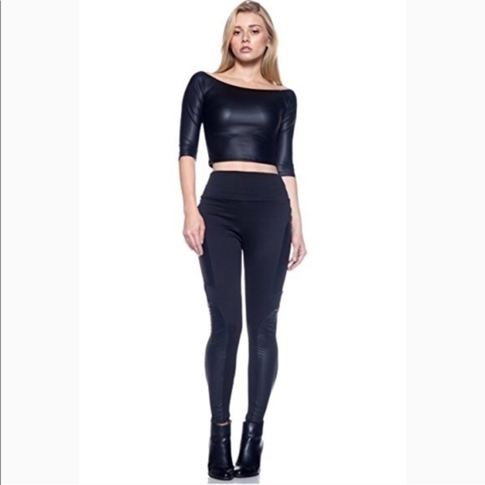 Cemi Ceri Faux Leather Side Insets Moro Legging M